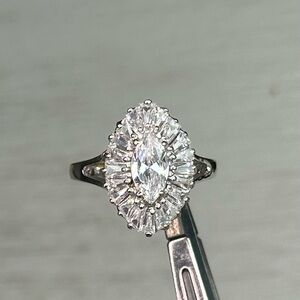 925 Silver Marquise Cut halo CZ Ring